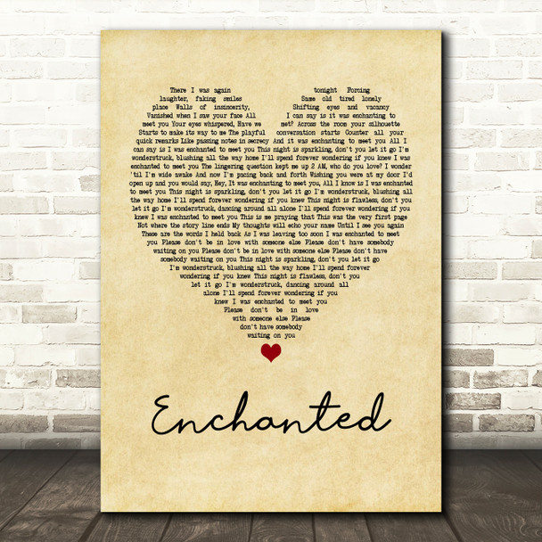 Taylor Swift Enchanted Vintage Heart Quote Song Lyric Print