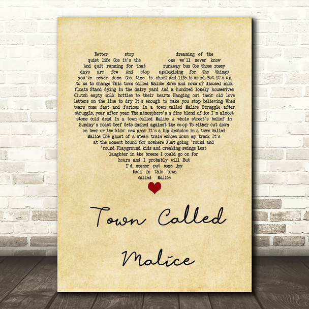The Jam Town Called Malice Vintage Heart Quote Song Lyric Print