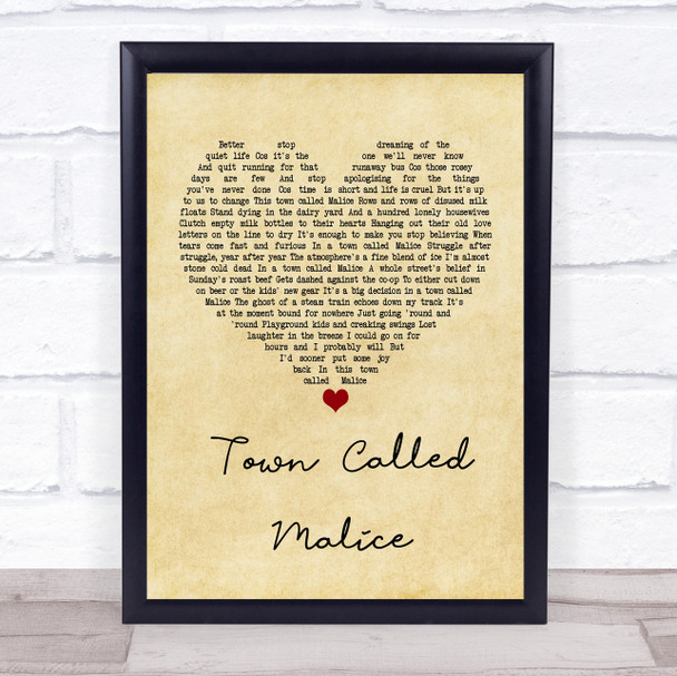 The Jam Town Called Malice Vintage Heart Quote Song Lyric Print
