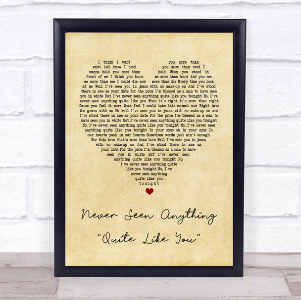 The Script Never Seen Anything Quite Like You Vintage Heart Song Lyric Print