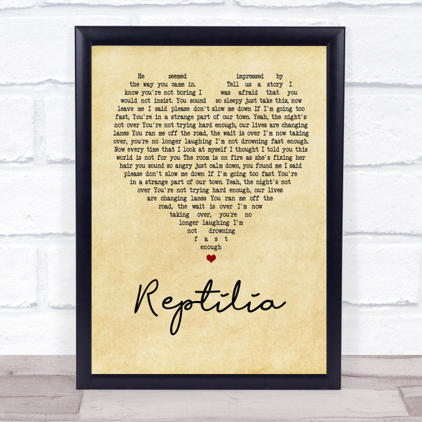 The Strokes Reptilia Vintage Heart Quote Song Lyric Print