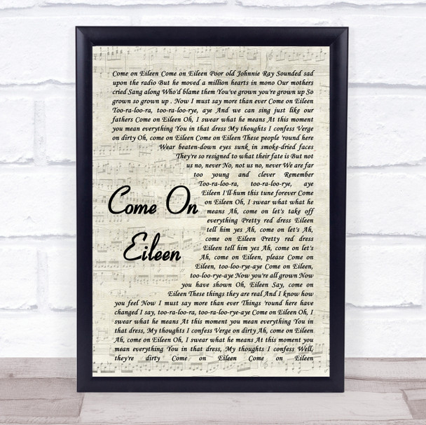 Dexys Midnight Runners Come On Eileen Song Lyric Vintage Script Quote Print