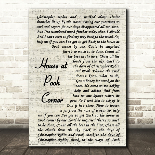 Loggins & Messina House at Pooh Corner Song Lyric Vintage Script Quote Print