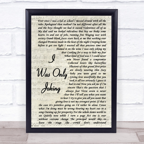 Rod Stewart I Was Only Joking Song Lyric Vintage Script Quote Print