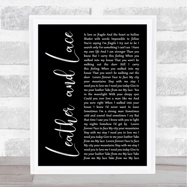 Stevie Nicks Leather And Lace Black Script Song Lyric Quote Print