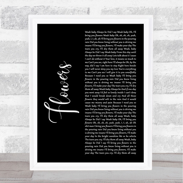 Sweet Female Attitude Flowers Black Script Song Lyric Quote Print