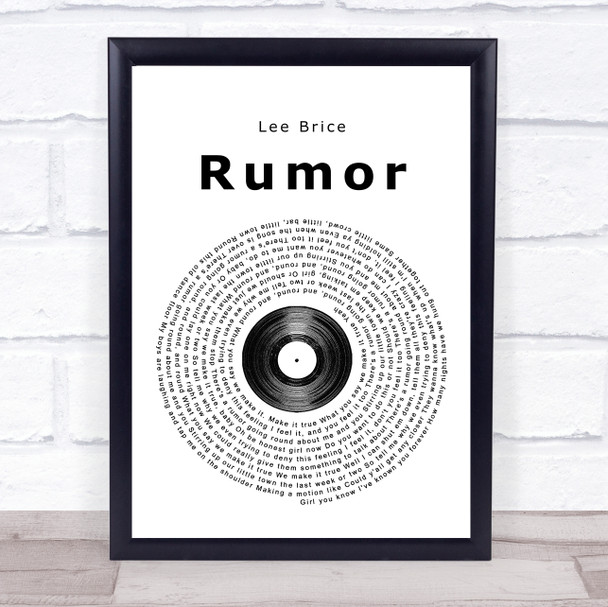 Lee Brice Rumor Vinyl Record Song Lyric Print