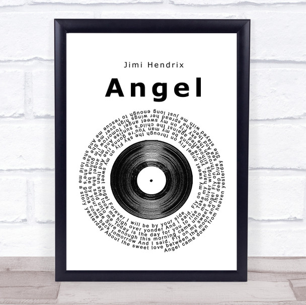 Jimi Hendrix Angel Vinyl Record Song Lyric Quote Print