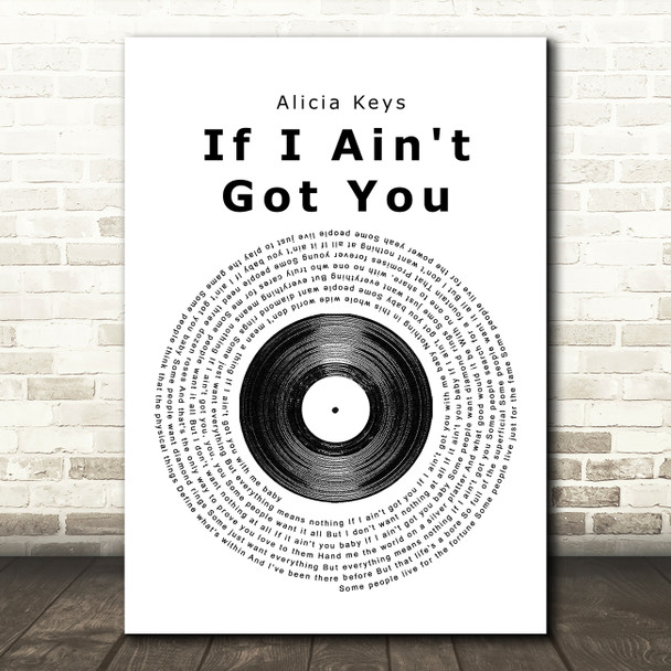 Alicia Keys If I Ain't Got You Vinyl Record Song Lyric Quote Print