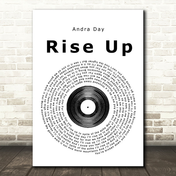 Andra Day Rise Up Vinyl Record Song Lyric Quote Print