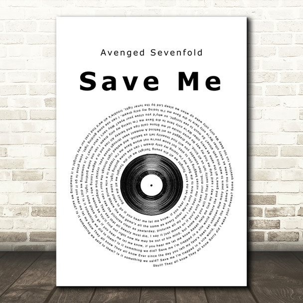 Avenged Sevenfold Save Me Vinyl Record Song Lyric Quote Print