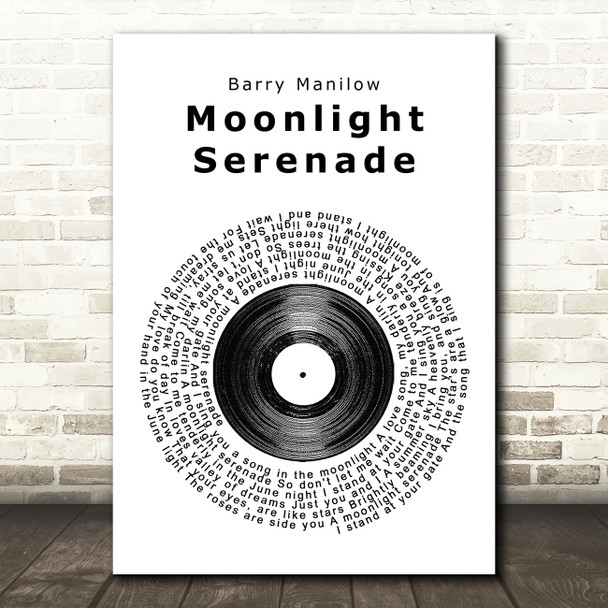 Barry Manilow Moonlight Serenade Vinyl Record Song Lyric Quote Print