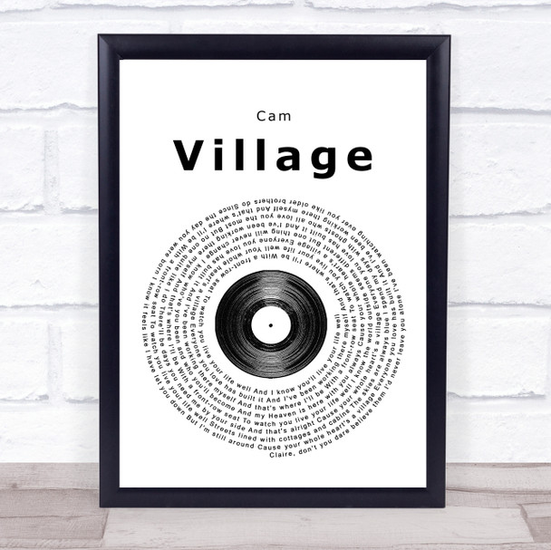 Cam Village Vinyl Record Song Lyric Quote Print