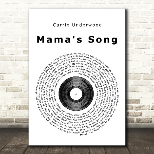 Carrie Underwood Mama's Song Vinyl Record Song Lyric Quote Print