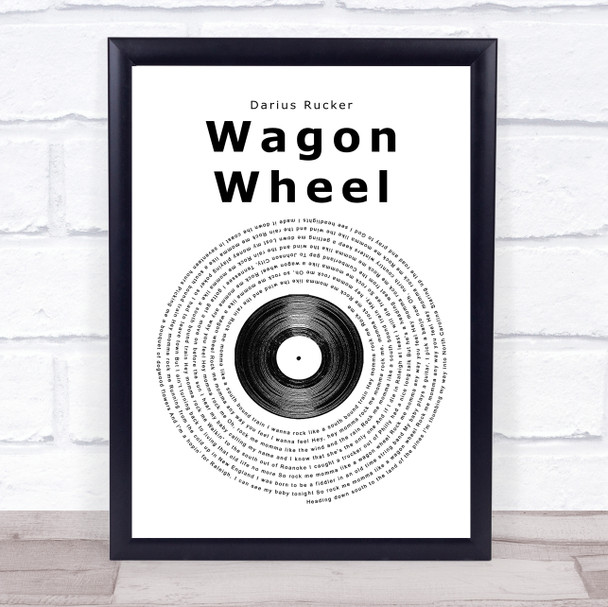Darius Rucker Wagon Wheel Vinyl Record Song Lyric Quote Print