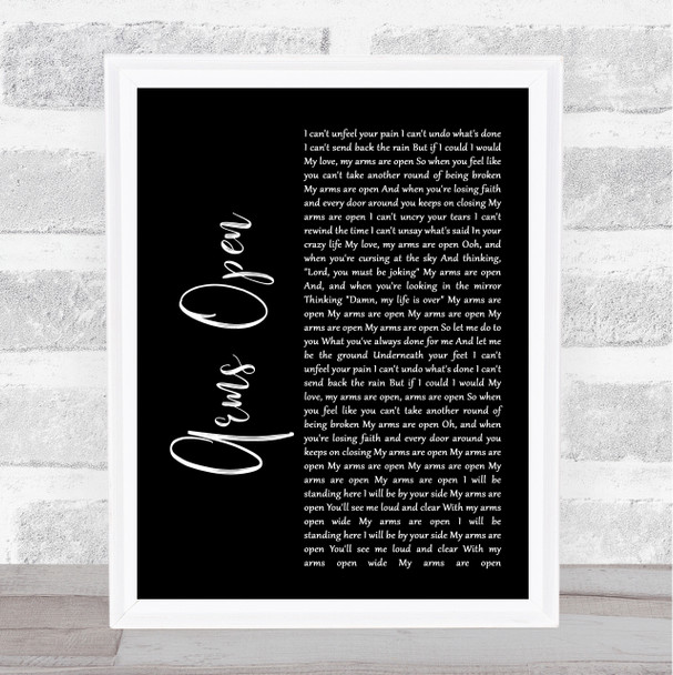 The Script Arms Open Black Script Song Lyric Quote Print