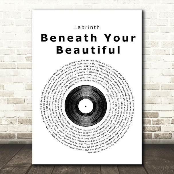 Labrinth Beneath Your Beautiful Vinyl Record Song Lyric Quote Print