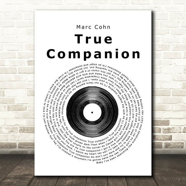 Marc Cohn True Companion Vinyl Record Song Lyric Quote Print