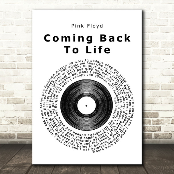 Pink Floyd Coming Back To Life Vinyl Record Song Lyric Quote Print