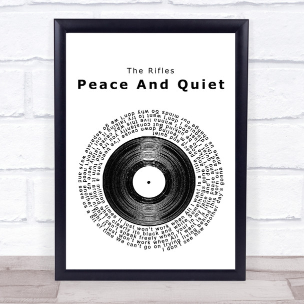 The Rifles Peace And Quiet Vinyl Record Song Lyric Quote Print