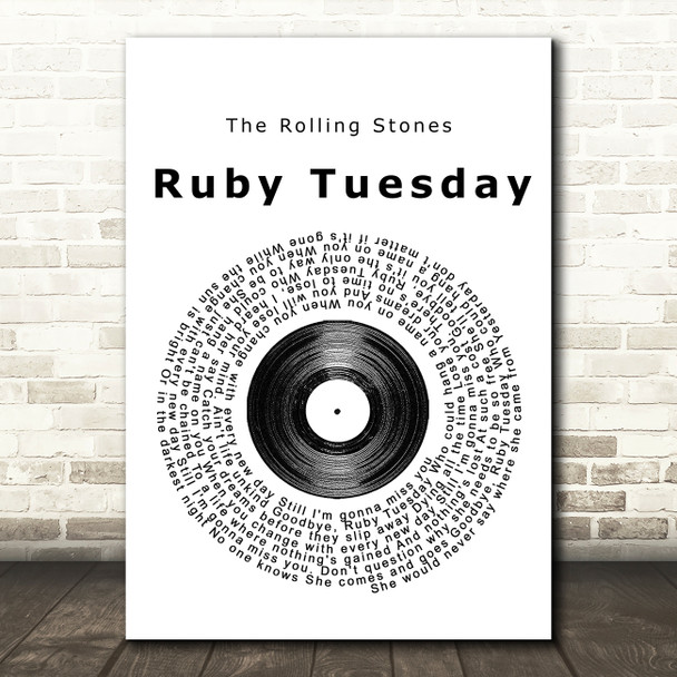 The Rolling Stones Ruby Tuesday Vinyl Record Song Lyric Quote Print