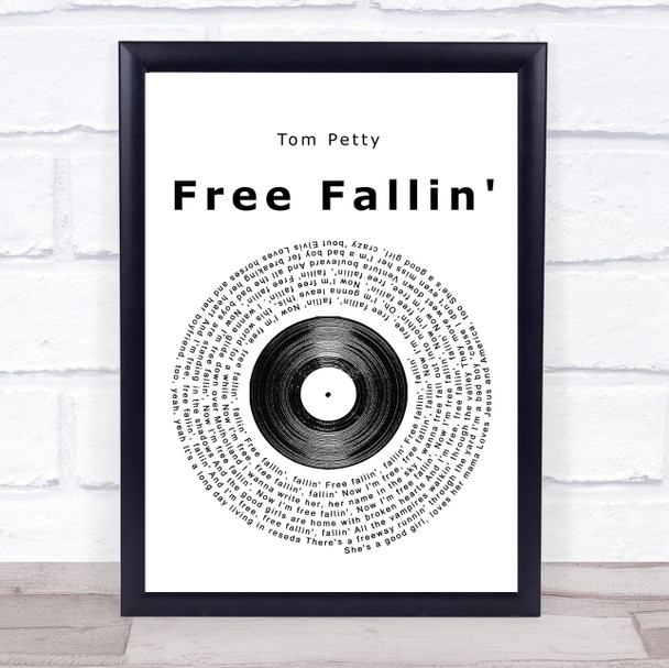 Tom Petty Free Fallin' Vinyl Record Song Lyric Quote Print