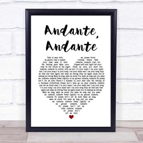 ABBA Andante, Andante Heart Song Lyric Quote Print