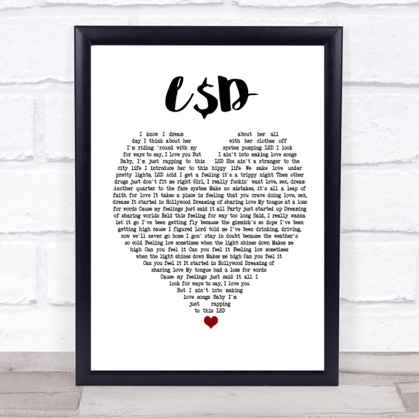 Asap Rocky L$D Heart Song Lyric Quote Print