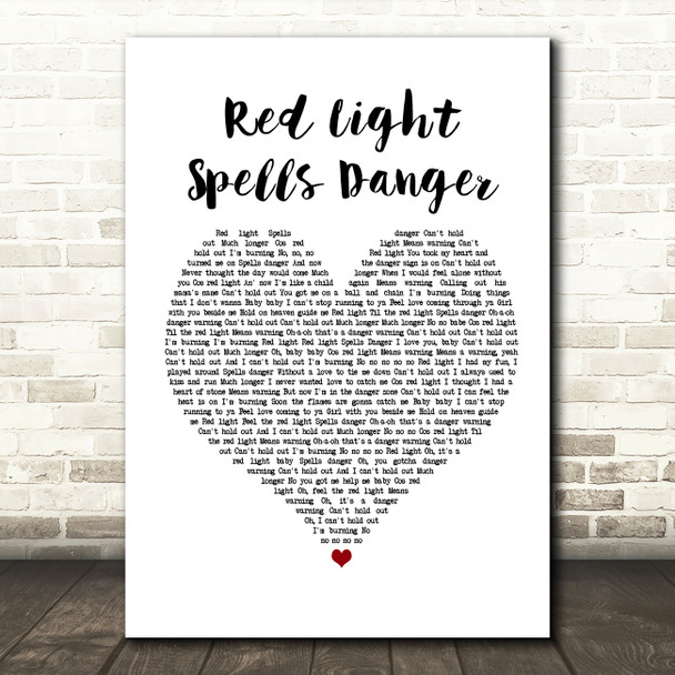 Billy Ocean Red Light Spells Danger Heart Song Lyric Quote Print