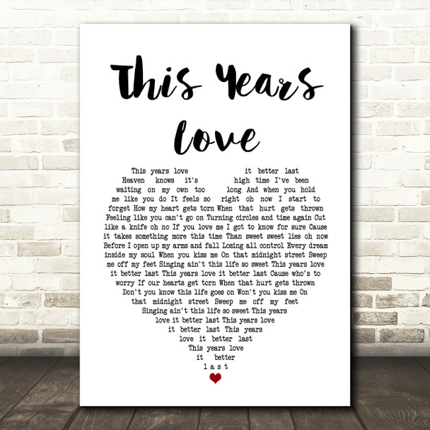 David Gray This Years Love Heart Song Lyric Quote Print