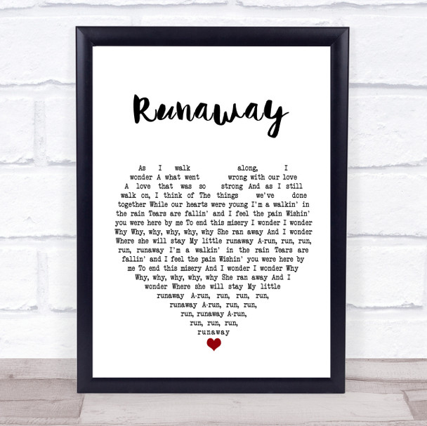 Del Shannon Runaway Heart Song Lyric Quote Print