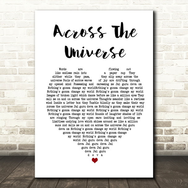The Beatles Across The Universe Heart Song Lyric Quote Print