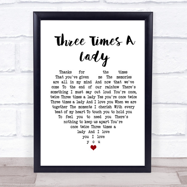 The Commodores Three Times A Lady Heart Song Lyric Quote Print