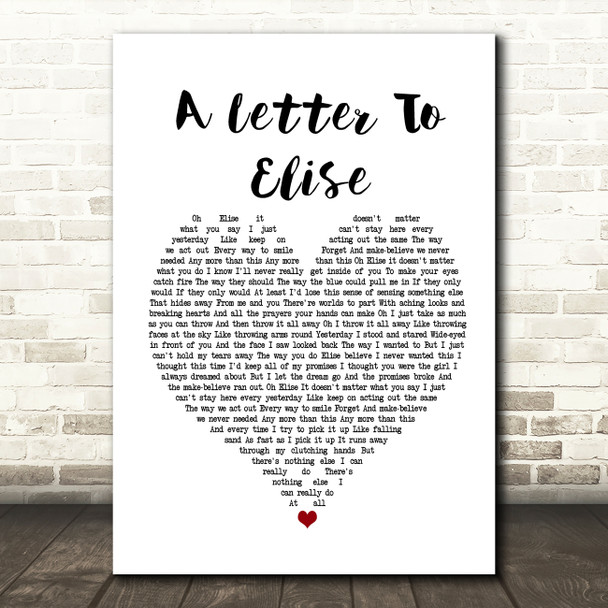 The Cure A Letter To Elise Heart Song Lyric Quote Print