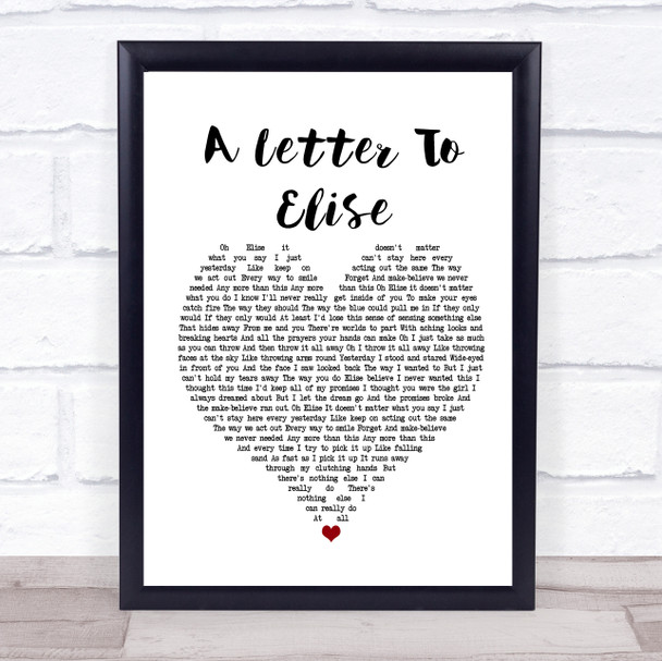The Cure A Letter To Elise Heart Song Lyric Quote Print