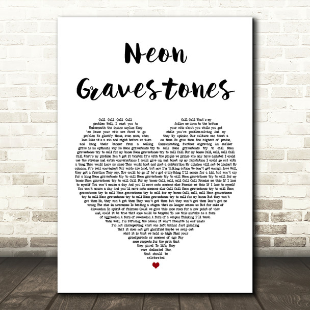 Twenty One Pilots Neon Gravestones Heart Song Lyric Quote Print