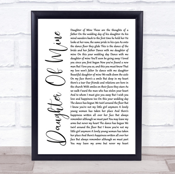 John McDermott Daughter Of Mine White Script Song Lyric Quote Print