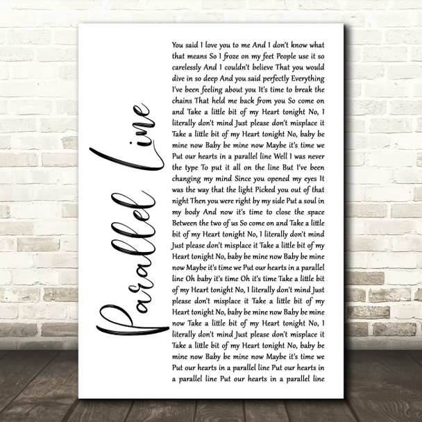 Keith Urban Parallel Line White Script Song Lyric Quote Print