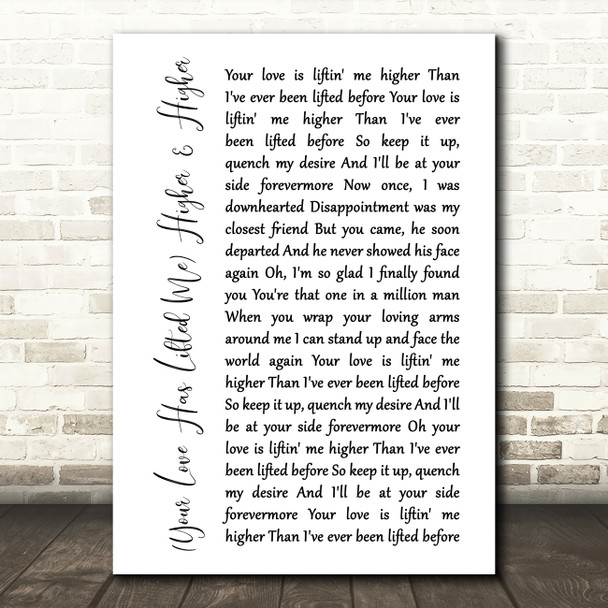 Rita Coolidge Your Love Has Lifted MeHigher & Higher White Script Song Print
