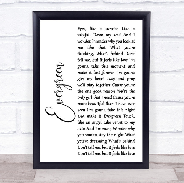 Will Young Evergreen White Script Song Lyric Quote Print