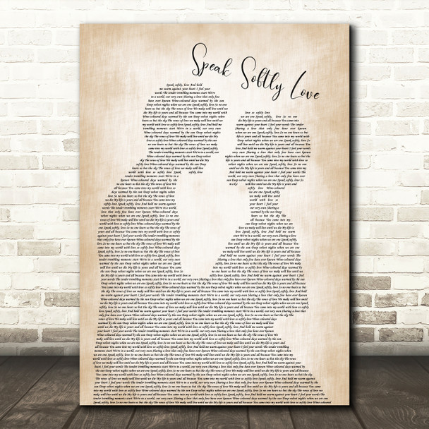 Andy Williams Speak Softly Love Man Lady Bride Groom Wedding Song Lyric Framed Print