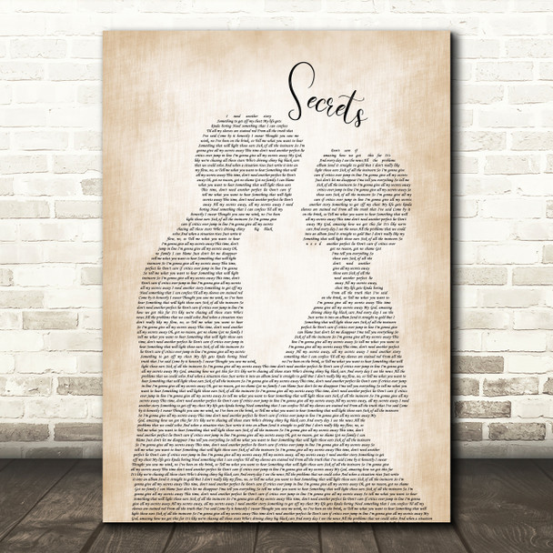 OneRepublic Secrets Man Lady Bride Groom Wedding Song Lyric Framed Print