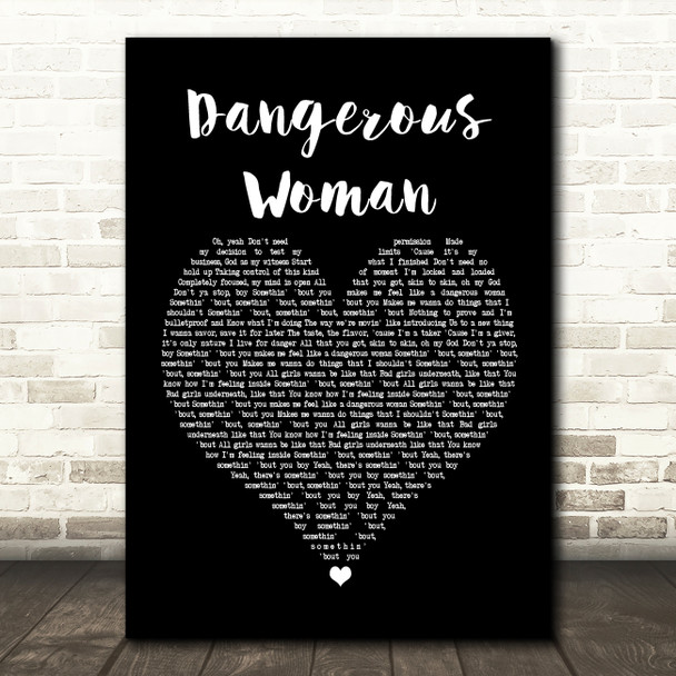 Ariana Grande Dangerous Woman Black Heart Song Lyric Framed Print