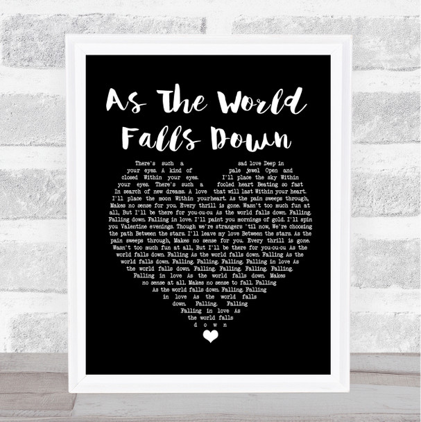 David Bowie As The World Falls Down Black Heart Song Lyric Framed Print