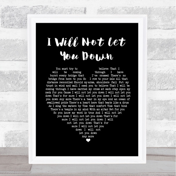 Don McGlashan I Will Not Let You Down Black Heart Song Lyric Framed Print