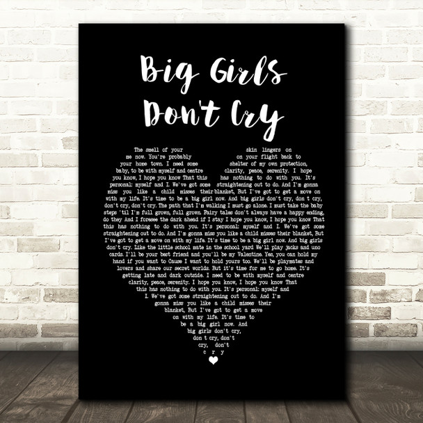 Fergie Big Girls Don't Cry Black Heart Song Lyric Framed Print
