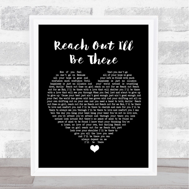 Four Tops Reach Out I'll Be There Black Heart Song Lyric Framed Print