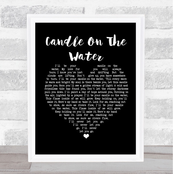 Helen Reddy Candle On The Water Black Heart Song Lyric Framed Print