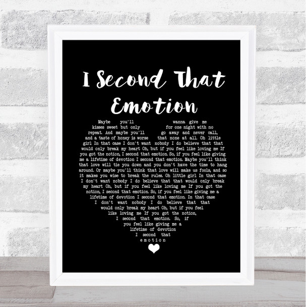 Japan I Second That Emotion Black Heart Song Lyric Framed Print