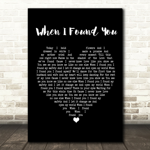 Jasmine Rae When I Found You Black Heart Song Lyric Framed Print